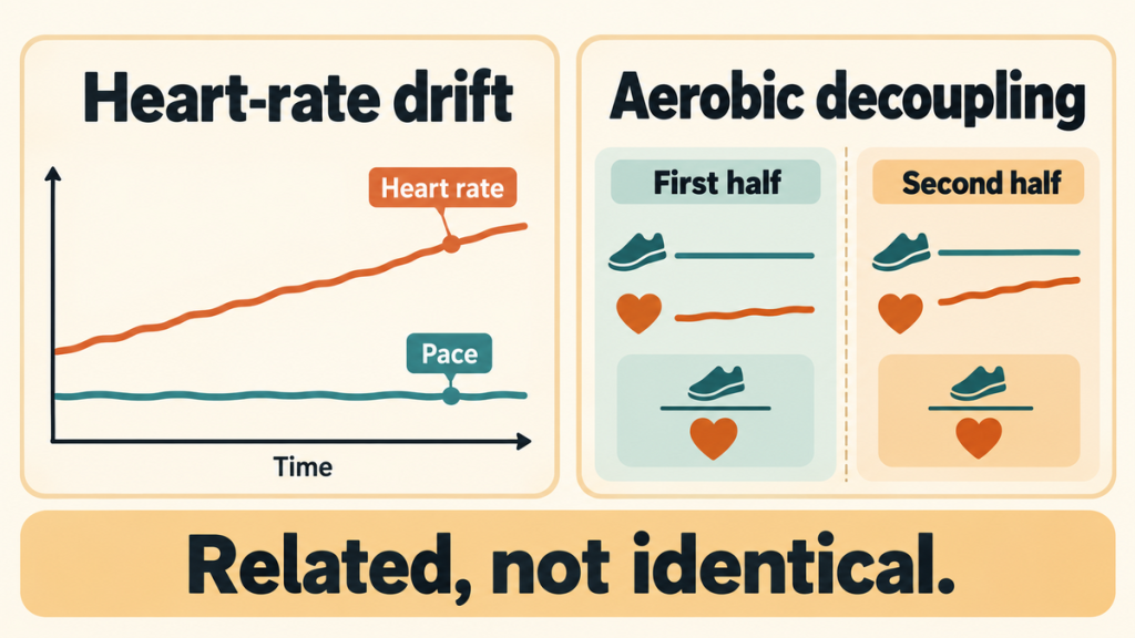 Difference between heart rate drift and aerobic decoupling in running