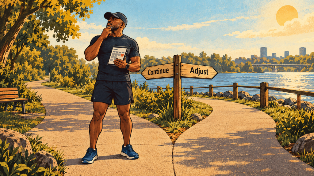 Magnus considering whether an AI running coach should continue or adjust his running plan