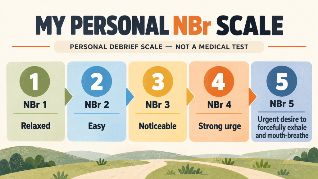 Personal NBr one-to-five scale for describing nose-breathing effort during a run