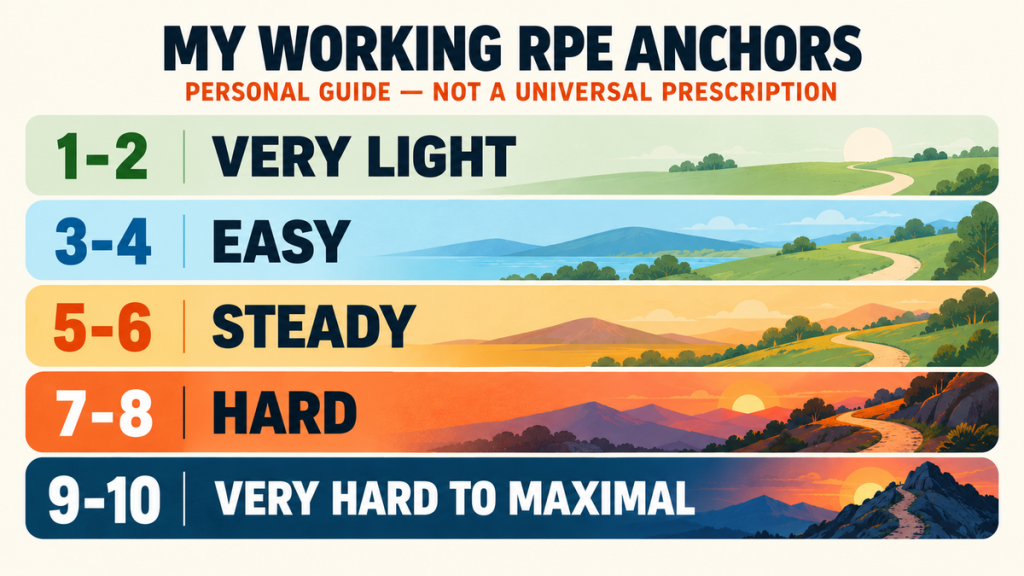 Personal RPE scale for running from very light to maximal effort